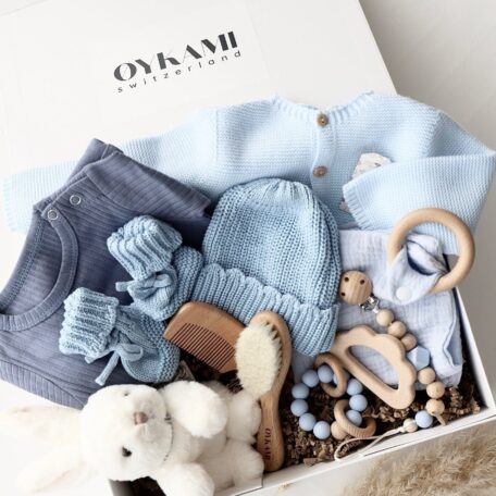 Boîte cadeau bébé bleue 