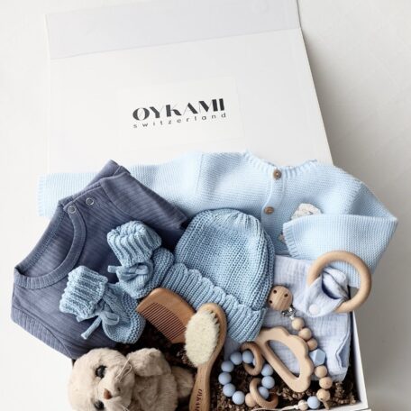 Boîte cadeau bébé bleue 