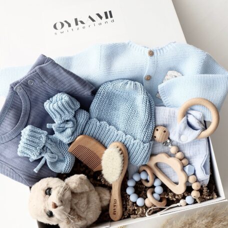 Boîte cadeau bébé bleue 