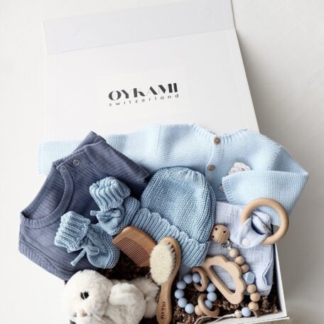Boîte cadeau bébé bleue 
