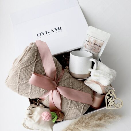 Coffret cadeau Maman & Bébé couverture marron 