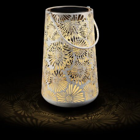 Lanterne antique solaire Blossom 28x46cm blanche