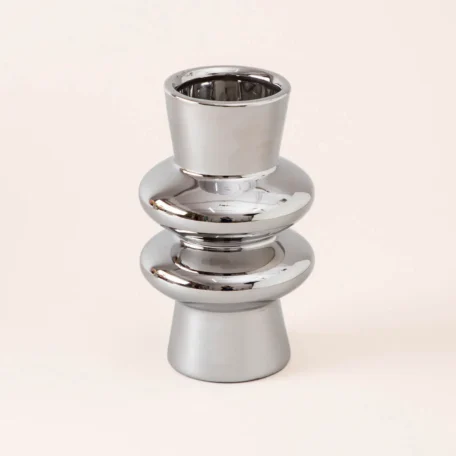 Vase Chrom Silber, skulpturales Design