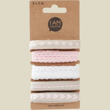 Ruban décoratif, 5 x 2 m, set, beige-rose-blanc