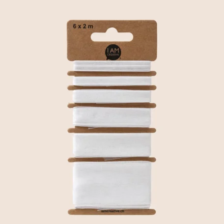 Ruban décoratif blanc / ruban cadeau en organza 6 x 2 m