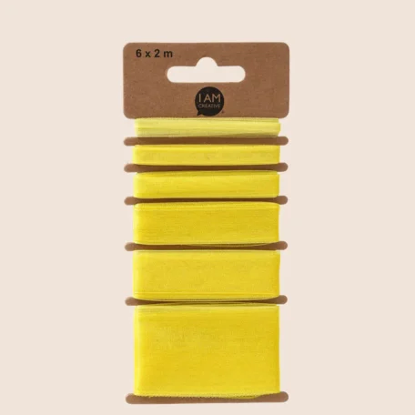 Ruban décoratif jaune / ruban cadeau en organza 6 x 2 m