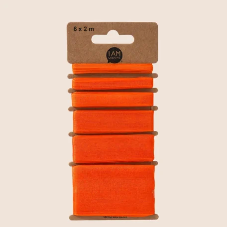 Ruban décoratif orange / ruban cadeau en organza 6 x 2 m