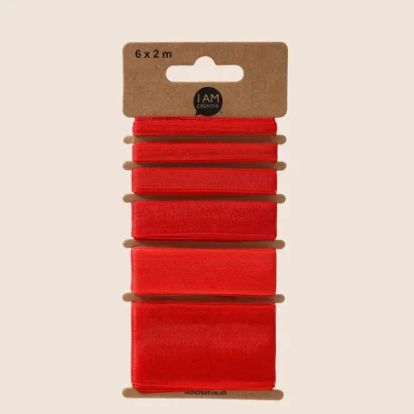 Ruban décoratif rouge / ruban cadeau en organza 6 x 2 m
