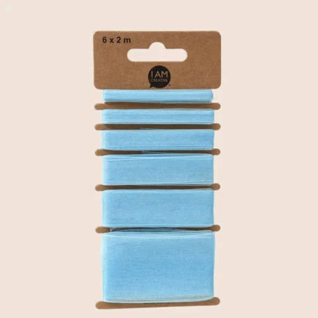 Ruban décoratif bleu clair / ruban cadeau en organza 6 x 2 m