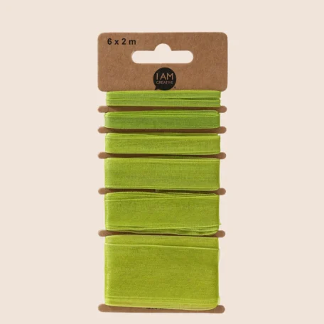 Ruban décoratif vert / ruban cadeau en organza 6 x 2 m