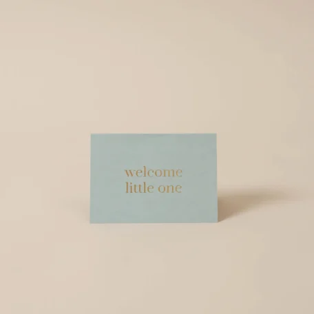 Carte à volet menthe “welcome little one”