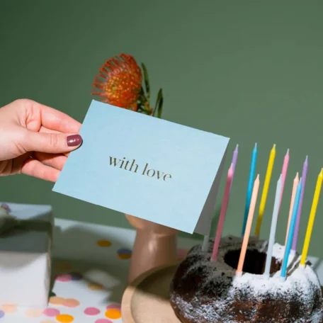 Carte à volet turquoise “with love”