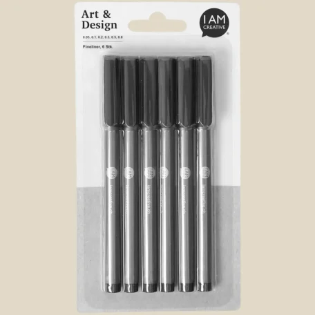 6 crayons fineliner de différentes épaisseurs