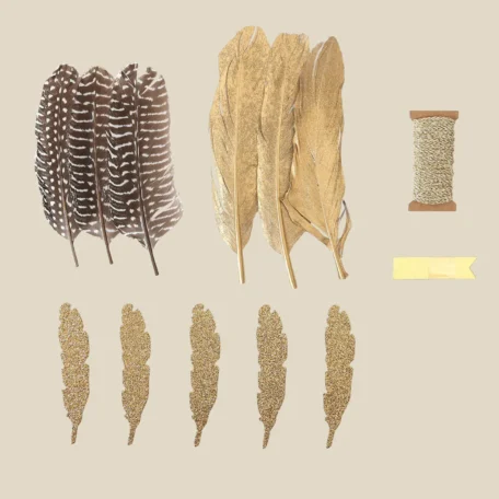 Set de plumes à décorer, noir & or