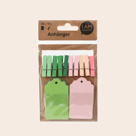 Étiquettes de cadeau, vert & rose