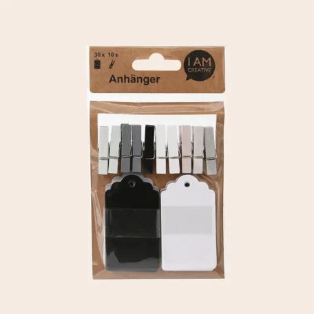 Tags cadeaux, noir/blanc, 40 pcs.