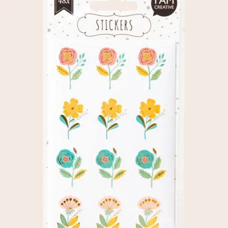 Sticker Blumen mit Goldeffekt, 4 Blatt