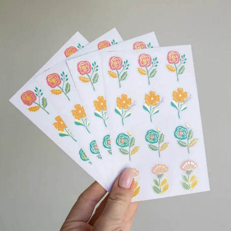 Sticker Blumen mit Goldeffekt, 4 Blatt