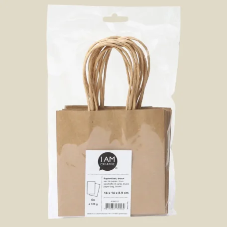 Sac en papier marron, 14 x 14 x 8.9 cm, 6 pcs.
