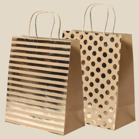 Pochettes en papier, motifs à rayures et à pois en relief doré