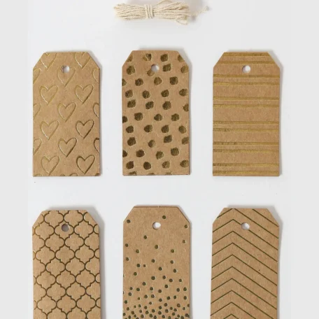 Étiquettes de cadeau, nature et or, 18 pcs.