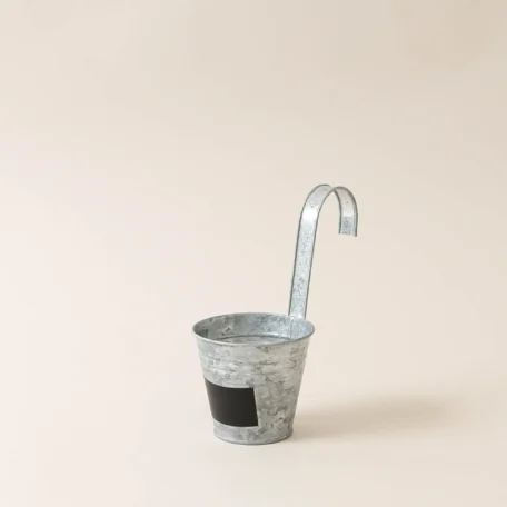 Blumentopf silber mit Bügelhalter & Tafel