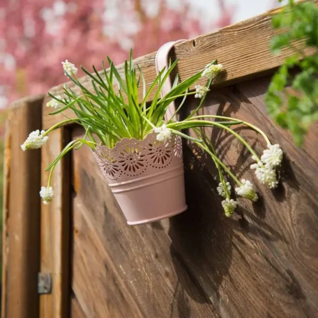 Blumentopf rosa mit Bügelhalter, D11 x H22 cm