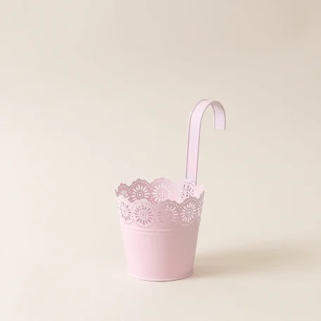 Blumentopf rosa mit Bügelhalter, Ø 14 x 23.5 cm