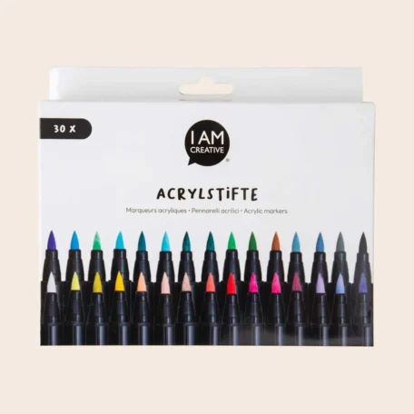 Marqueur brosse acrylique permanent résistant à l'eau, 30 pcs.