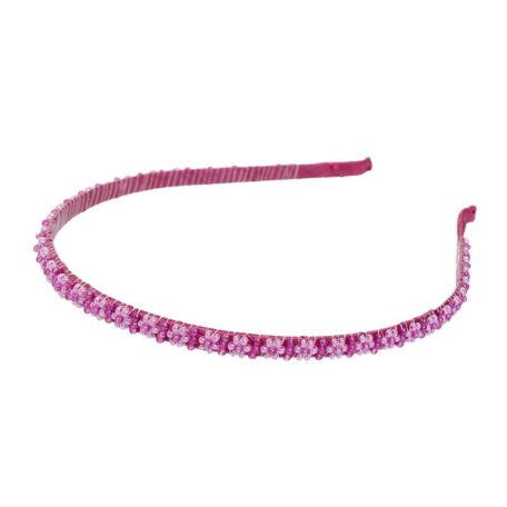 Serre-tête perles de verre rose