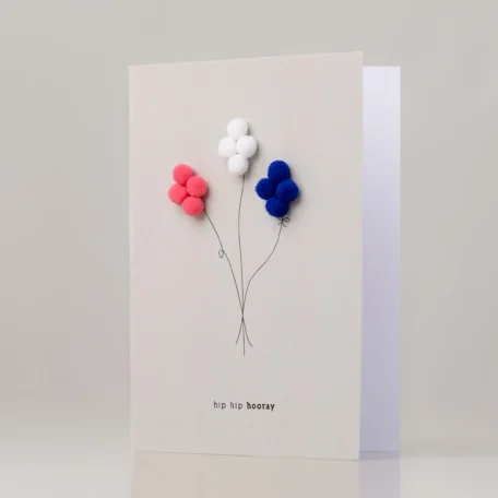 Karte Balloons Navy - weiss - Neon rosa