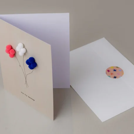 Karte Balloons Navy - weiss - Neon rosa