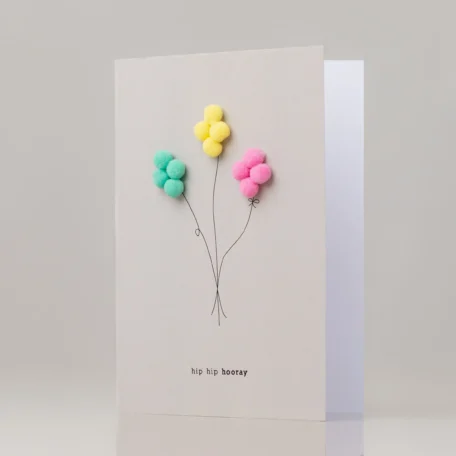 Karte Balloons Mint - Hellgelb - Rosa