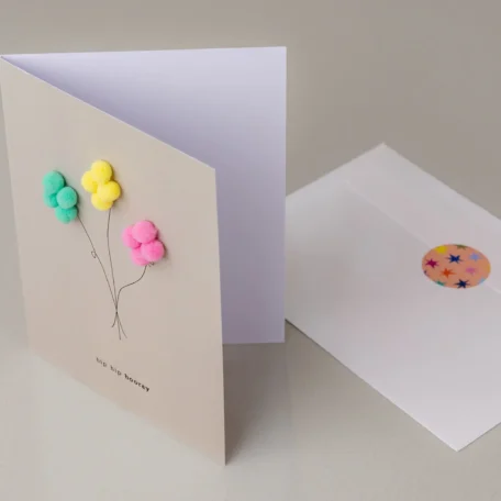 Karte Balloons Mint - Hellgelb - Rosa