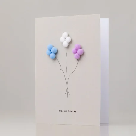 Karte Balloons Hellblau - Weiss - violet
