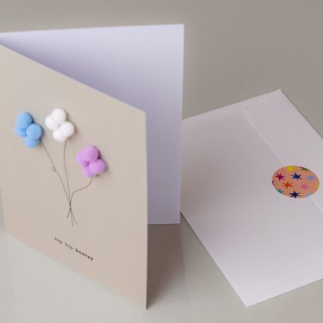 Karte Balloons Hellblau - Weiss - violet