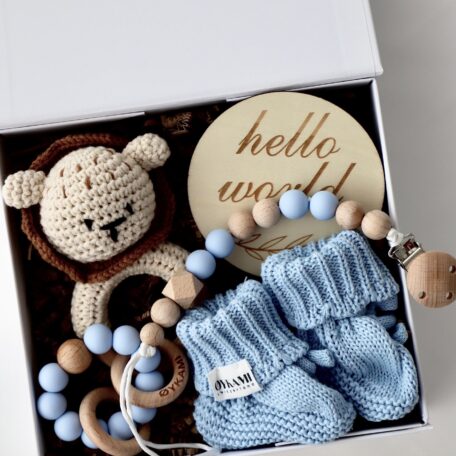 Boîte cadeau bébé bleue 