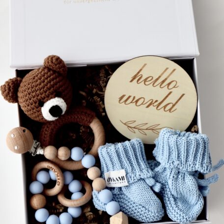 Boîte cadeau bébé bleue 