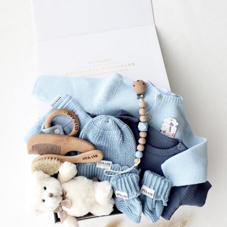 Boîte cadeau bébé bleue