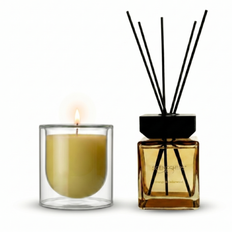 Set cadeau jaune énergie & joie de vivre (bougie parfumée et bâtonnets parfumés)