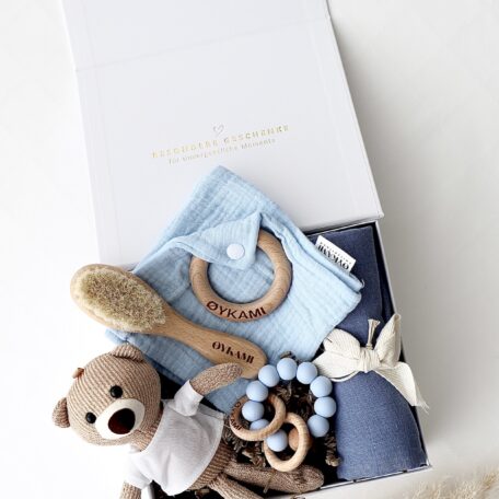 Boîte cadeau pour bébé „Petit Ours“ bleu