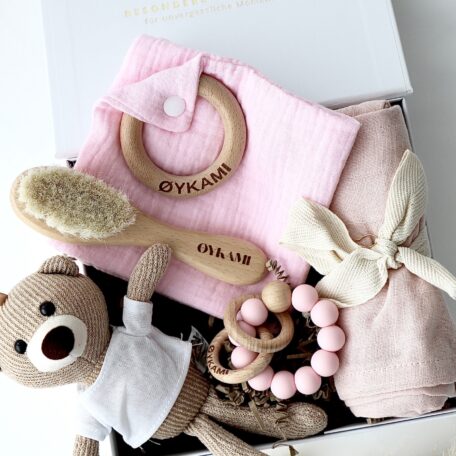 Boîte cadeau pour bébé „Petit Ours“ rose