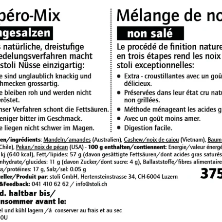 Drahtbügelglas Apéro-Mix ungesalzen 375 g stoli