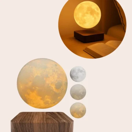 Schwebende Mond Lampe inkl. Holzsockel, LED