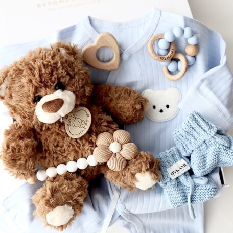 Coffret cadeau pour bébé Teddy Lou bleu clair