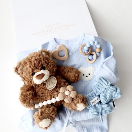 Coffret cadeau pour bébé Teddy Lou bleu clair