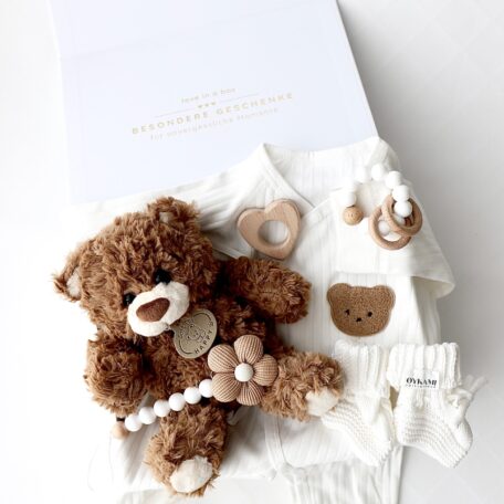 Coffret cadeau pour bébé Teddy Lou Blanc - ours foncé