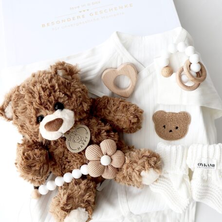 Coffret cadeau pour bébé Teddy Lou Blanc - ours foncé