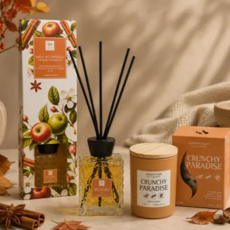 Coffret cadeau « Magie d'automne » avec une bougie parfumée et des bâtonnets parfumés