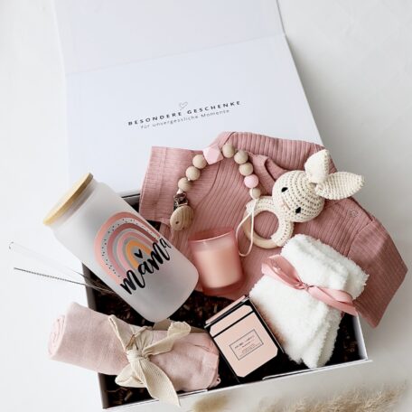 Coffret cadeau maman & bébé « Malmö » Rose Rainbow